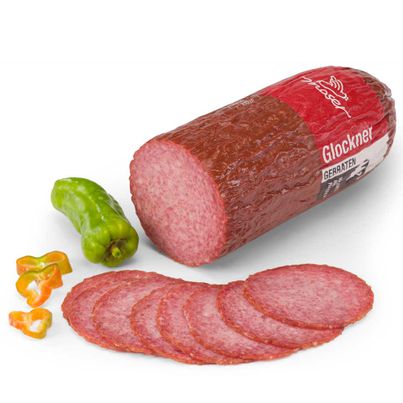 Glockner 750g - In Heißrauch stark durchgebratene feinkörnige Dauerwurst - Fünf Wochen getrocknet - Glutenfrei und Laktosefrei von Moser Wurst