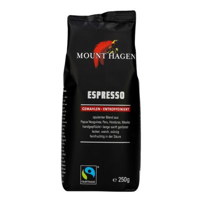 Bio Espresso FT gemahlen entkoff. 250g - 6er Vorteilspack von Mount Hagen
