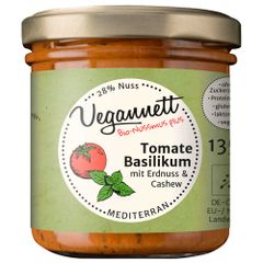 Bio Tomate-Basilikum mit 28 Prozent Cashew- und Erdnussmus 135g - Vegan - Glutenfrei und Laktosefreier Aufstrich von Vegannett