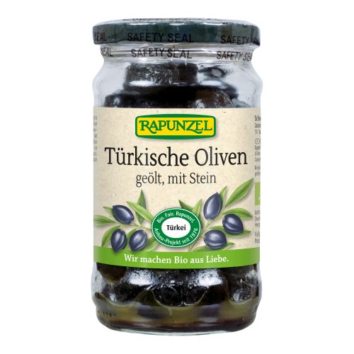 Bio Oliven schwarz geölt mit Stein 185g - 6er Vorteilspack von Rapunzel Naturkost