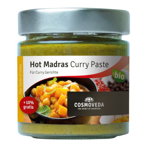 Organic Hot Madras Curry Paste 175g - value pack of 6 from Cosmoveda