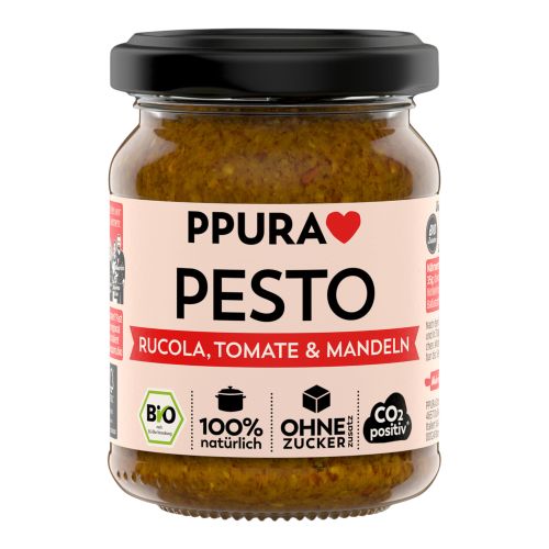 Organic pesto rocket, tomato & almonds 120g - value pack of 6 from Ppura