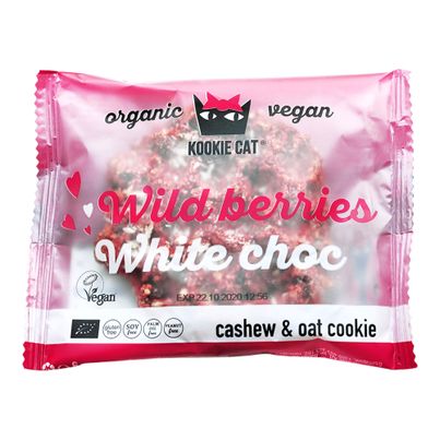 Bio Wild beeries white Choc Cookie 50g - 12er Vorteilspack von Kookie Cat