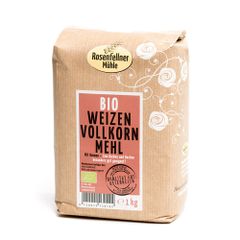 Bio Weizenvollkornmehl 1000g - enthält Keimling und Schale - sehr sättigend - vielseitig einsetzbar von Rosenfellner Mühle