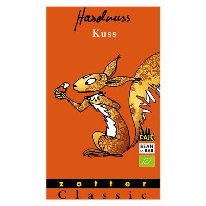 Bio Schokolade Haselnuss Kuss 70g - 10er Vorteilspack von Zotter