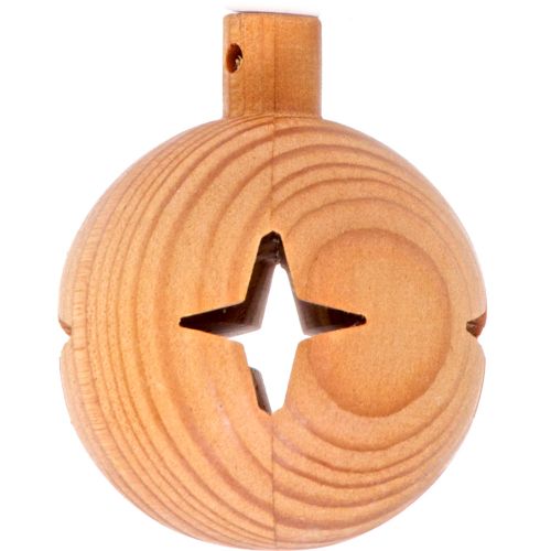 Holz-Christbaumkugel gedrechselt - Sternmotiv - 4zackig