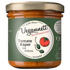 Bio Tomate Kaper mit 27 Prozent Erdnussmus 135g - Vegan - Glutenfrei und Laktosefreier Aufstrich von Vegannett