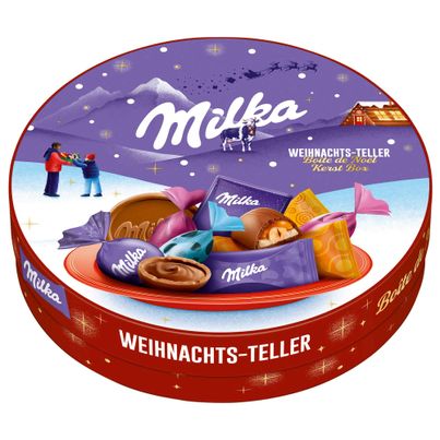 Milka Weihnachts-Teller mit Alpenmilch Schokolade Mischung 195g von Milka