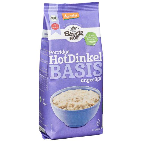Bio Demeter Hot Dinkel Basis Porridge 400g - Ungesüßt und Dinkel pur -  Vielseitig zu genießen von Bauckhof