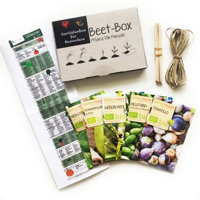 Bio Beet Box - Raritätenbox für Besondere - Saatgut Set inklusive Pflanzkalender und Zubehör