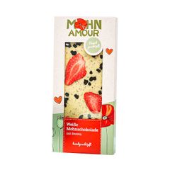 Weiße Mohnschokolade mit Beeren 100g - Handgemachte Weiße Mohnschokolade mit Beeren von Mohn Amour