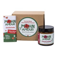 Mohnpräsente Pflege-Duette, gefüllte Mohnschokolade & Mohnöl- Hautcreme 100 ml von Mohn Amour