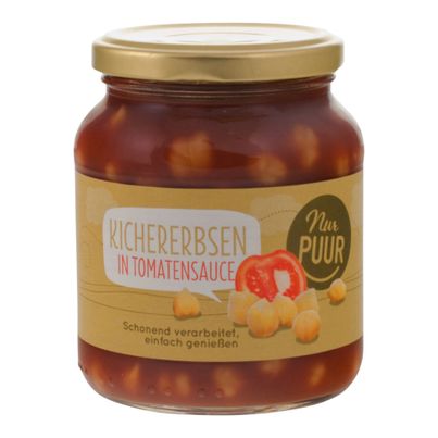 Bio Kichererbsen in Tomatensauce 350g - 6er Vorteilspack von Nur Puur