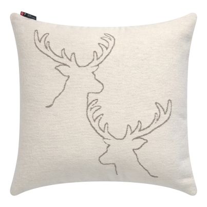Cushion Cover Stag Heads Linear Color Offwhite 50x50cm by David Fussenegger