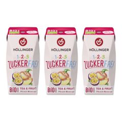 Bio 1-2-3 Zuckerfrei Pfirsich Maracuja Schulsaft 3x200ml - Kindergetränk ohne Zucker und ohne künstliche Süßstoffe von Höllinger Juice