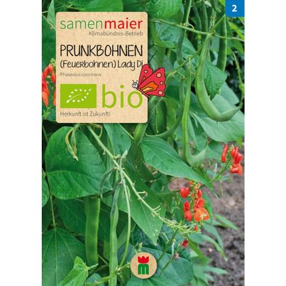 Bio Prunkbohnen - Feuerbohne Lady Di - Saatgut für zirka 10 Pflanzen