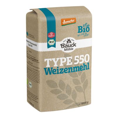 Bio Weizenmehl Type 550 Demeter 1000g - 10er Vorteilspack von Bauck Mühle