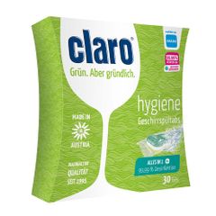 claro Geschirrspültabs Hygiene 30 Stück - Integrierte Salzspülfunktion und Klarspülfunktion - Beseitigt 99 Prozent aller Bakterien
