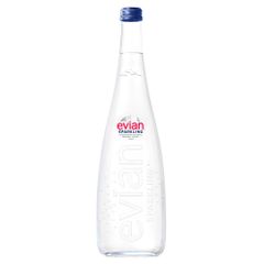 Evian Wasser prickelnd Glasflasche 750ml - Im Herzen der französischen Alpen durch uralte Gletscher gefiltert - Ausgewogene Mineralisierung von Evian