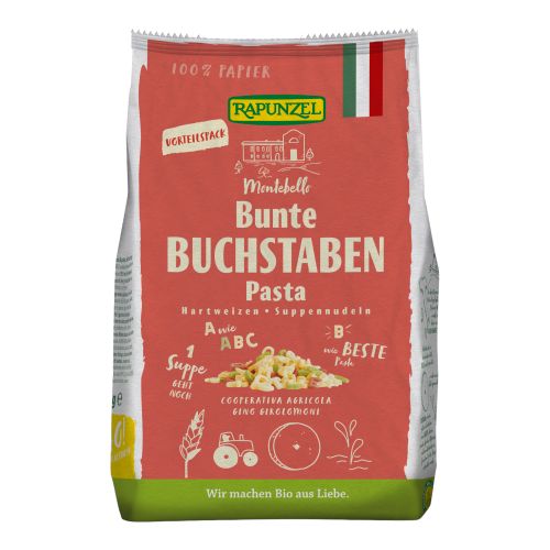 Bio Buchstaben Suppennudeln bunt 500g - 12er Vorteilspack von Rapunzel Naturkost