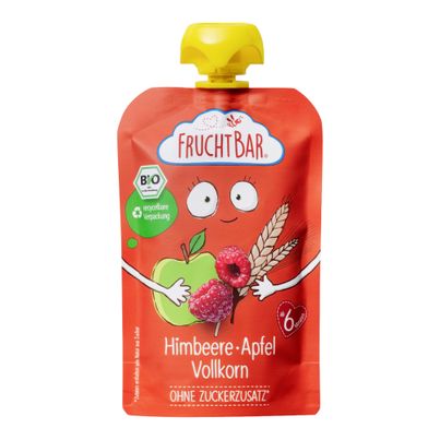 Bio Fruchtpüree Himbeer Apfel Vollkorn 100g - 8er Vorteilspack von Fruchtbar