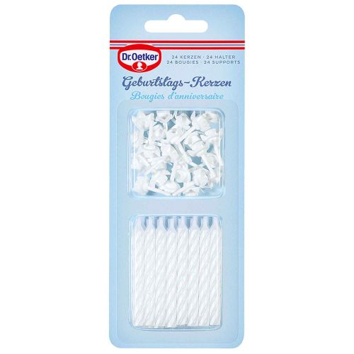 Dr. Oetker candles with holder, white (24 candles, 12 holders) - 40g