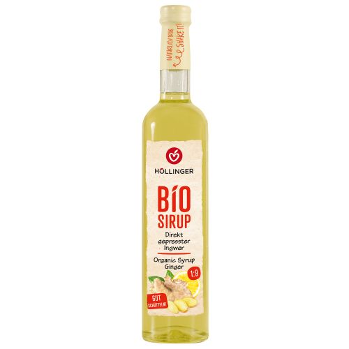 Bio Ingwer Sirup 500ml - direkt gepresster Ingwersaft in der Glasflasche - natürlich trüb - höchste und unverfälschte Qualität von Höllinger Juice