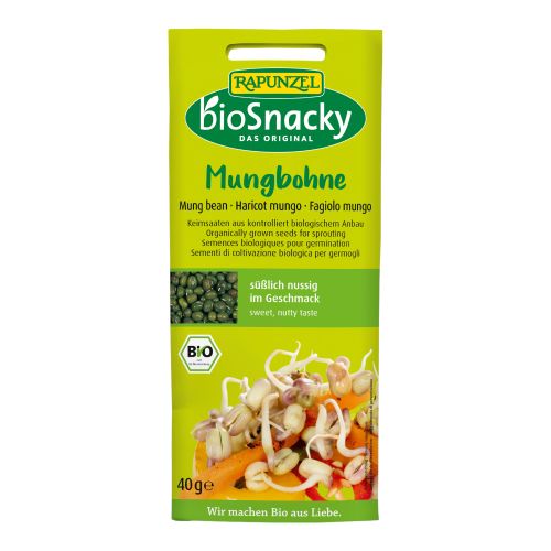 Organic bioSnacky mung bean germination seeds 30g - value pack of 12 from bioSnacky - Rapunzel