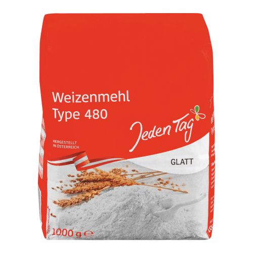 Wheat flour 480 smooth 1000g from Jeden Tag