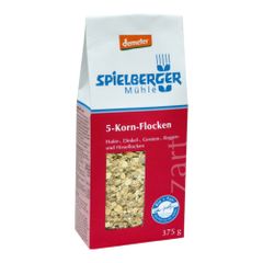 Bio 5-Korn-Flocken Zartblatt 375g - 6er Vorteilspack von Spielberger Mühle