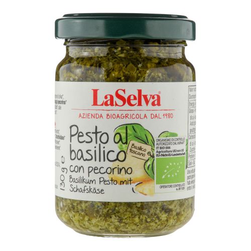 Organic basil pesto with pecorino 130g - value pack of 6 from La Selva