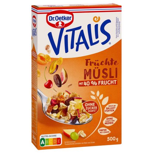 Dr. Oetker Vitalis Früchte Müsli ohne Zuckerzusatz 500g