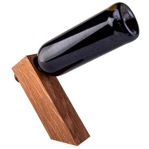 Weinflaschenhalter aus Eichenholz - Hergestellt in Handarbeit - Individuelle Präsentation des Lieblingsweins - Steht sicher mit jeder 750ml Flasche von Stellbar