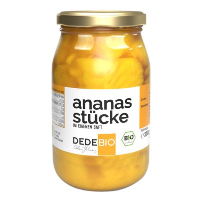 Bio Ananasstücke 350g - 6er Vorteilspack von Dedebio Food