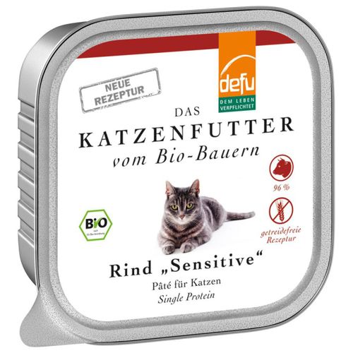 Bio Katzenfutter Pate Senitive Rind 100g - 16er Vorteilspack von Defu