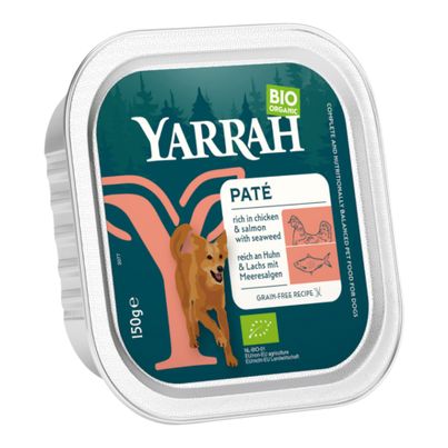 Bio Hund Paté Huhn & Lachs 150g - 12er Vorteilspack von Yarrah
