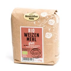 Bio Weizenmehl T480 glatt 1000g - feingemahlene Struktur - universell einsetzbar - gute Backeigenschaften von Rosenfellner Mühle