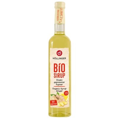 Bio Ingwer Sirup 500ml - direkt gepresster Ingwersaft in der Glasflasche - natürlich trüb - höchste und unverfälschte Qualität von Höllinger Juice