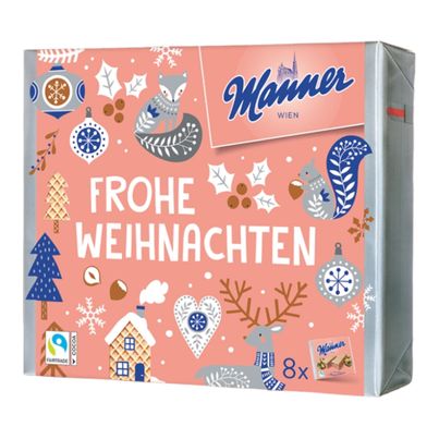 Manner Original Neapolitaner Schnitten 8er Geschenkpackung Weihnachten Frohe Weihnachten 600g