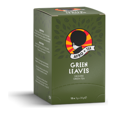 AFRO TEA Green Leaves Grün Tee - Premium Grüntee 15 Stück - 15 handgenähte Teebeutel mit Sencha Tee von AFRO COFFEE