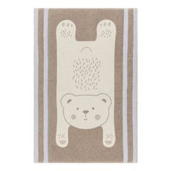 Gefütterte Krabbeldecke Bär 80 x 120 cm - Rauch - GRS zertifiziert - von David Fussenegger