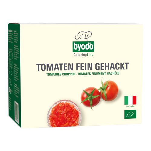 Organic tomatoes finely chopped BIB 10000g from Byodo