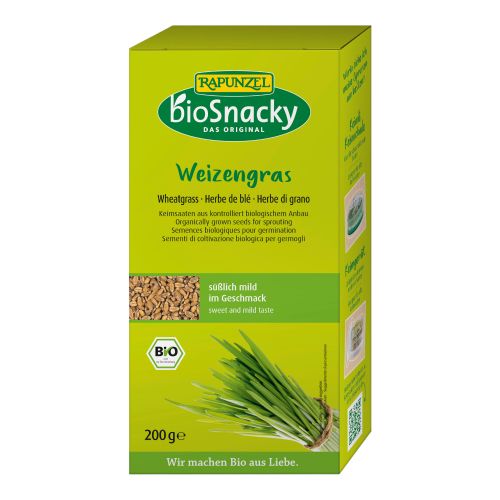 Organic bioSnacky wheatgrass 200g - value pack of 4 from bioSnacky - Rapunzel