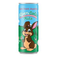 AlpenCola Kids 250ml - Cola basierter Softdrink mit Alpenquellwasser - Wiesenkräutern und Vitaminen C, B6 und B12 in der Dose PFAND
