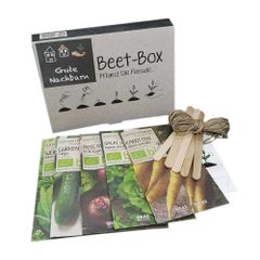 Bio Beet Box - Gute Nachbarn - Saatgut Set inklusive Pflanzkalender und Zubehör - Geschenkidee für Hobbygärtner