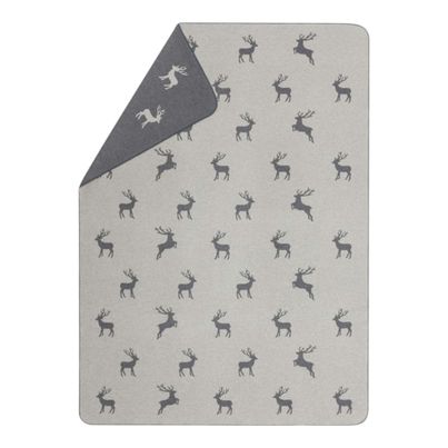 Light Cozy Blanket Deer Allover Color Grey 140x200cm by David Fussenegger