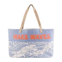 Shopper Tasche Make Waves 65 x 40 cm - Marine - GRS zertifiziert - von David Fussenegger