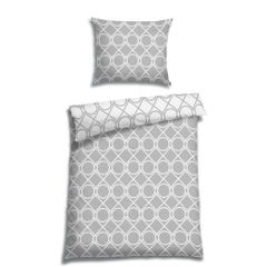 Fein Renforcé Bettwäsche HENNO GRAU Set bestehend aus: 1 x Decke 140 x 200 cm und 1 x Kissen 70 x 90 cm von FLORELLA