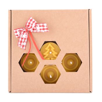 Geschenkbox mit weihnachtlichen Teelichtern 7 Stück  - 100 Prozent reines Bienenwachs - Verbreitet einen angenehmen Duft von Fuchssteiner Bio-Imkerei