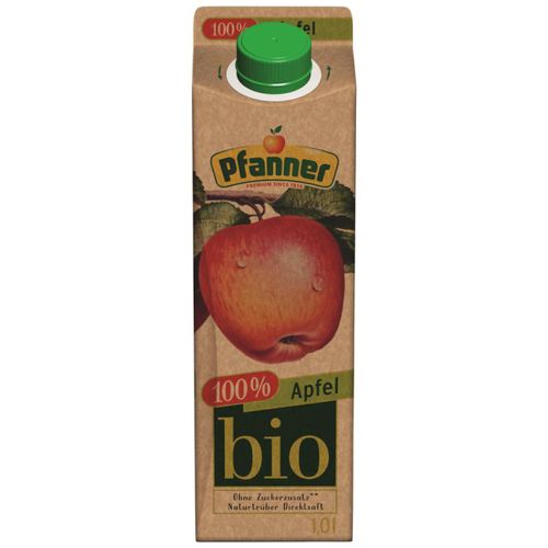 Organic apple juice naturally cloudy 100 percent 1000ml from Pfanner